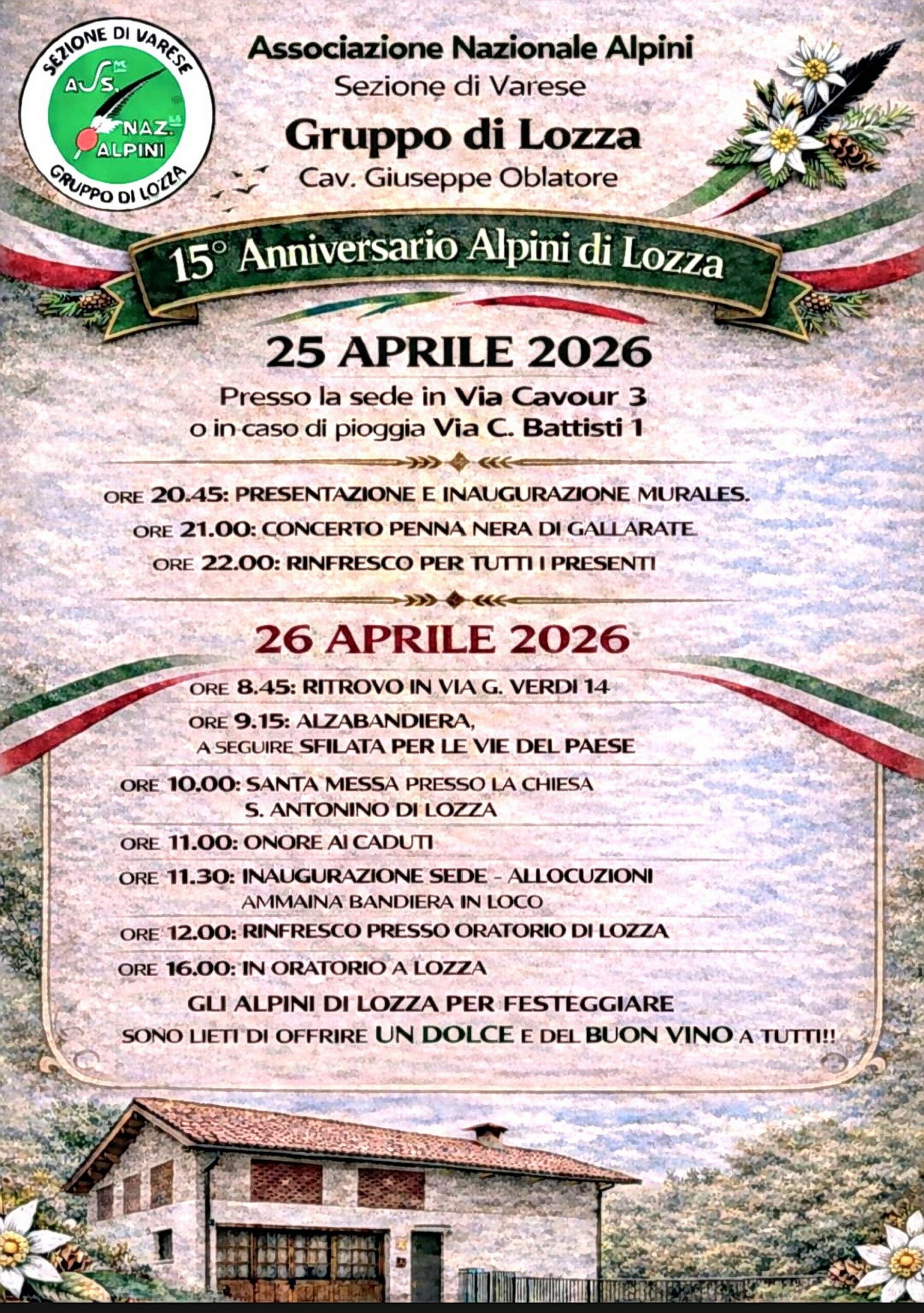Anniversario del Gruppo Alpini di Lozza
